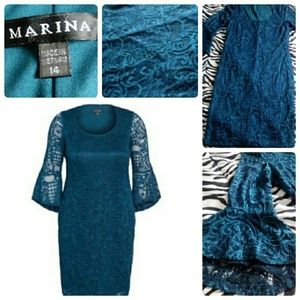 MARINA Turquoise Sparkly Dress